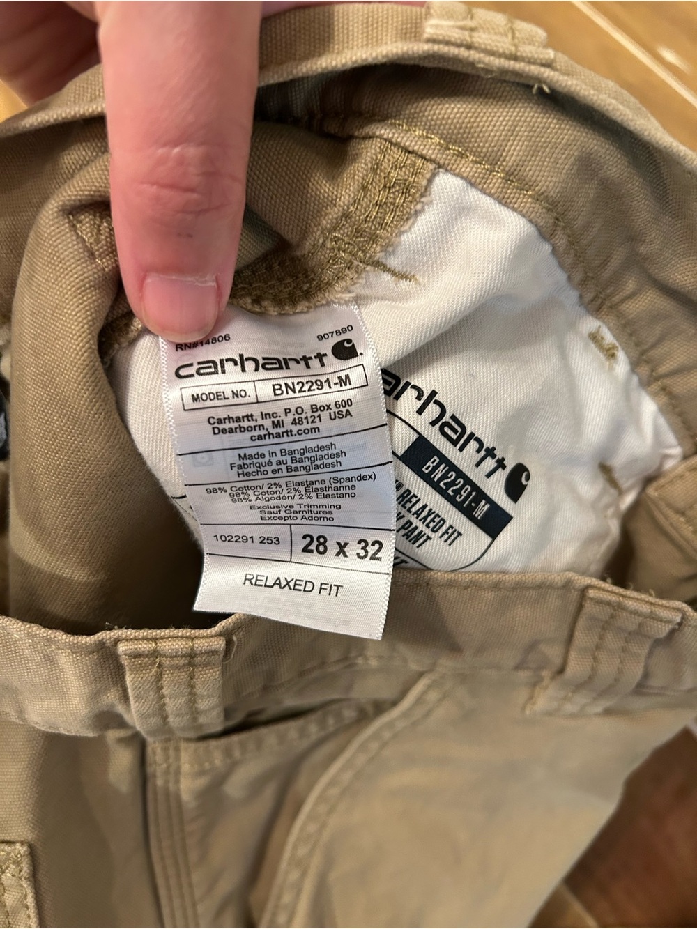 Carhartt Rugged Flex Relaxed Fit Canvas Work Pants Tan Khaki BN2291-M 28x32 - Picture 4 of 8